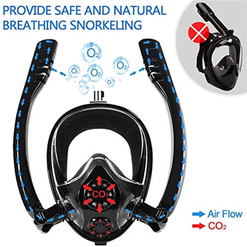 2022 New Double Breath Tube Swimming Mask Full Face Snorkel Mask Anti-Fog Anti-Leak Adults kids Diving Mask Diving Equipment
