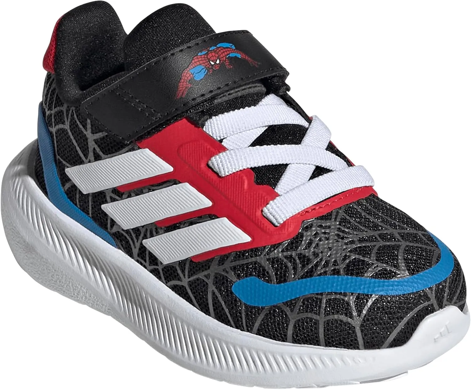 adidas Baby-Boy's Marvel Run Falcon Elastic Lace & Strap Sneaker