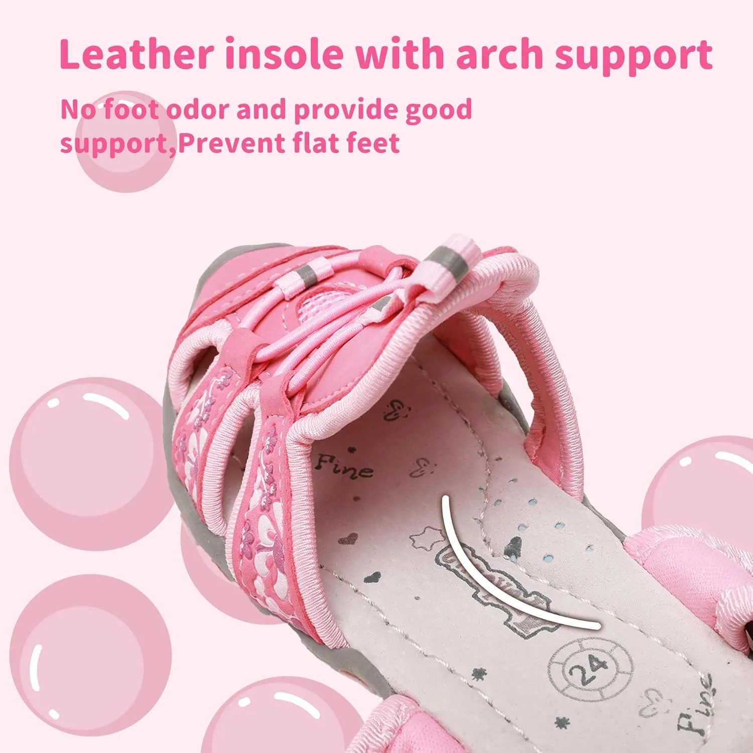 Apakowa Kids Girls Soft Sole Closed Toe Sandals Summer Shoes with Arch Support (Toddler/Little Kid)