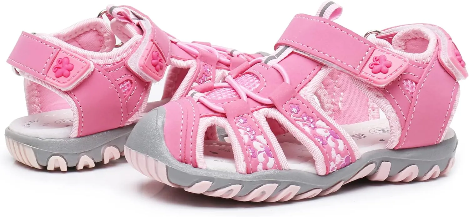 Apakowa Kids Girls Soft Sole Closed Toe Sandals Summer Shoes with Arch Support (Toddler/Little Kid)