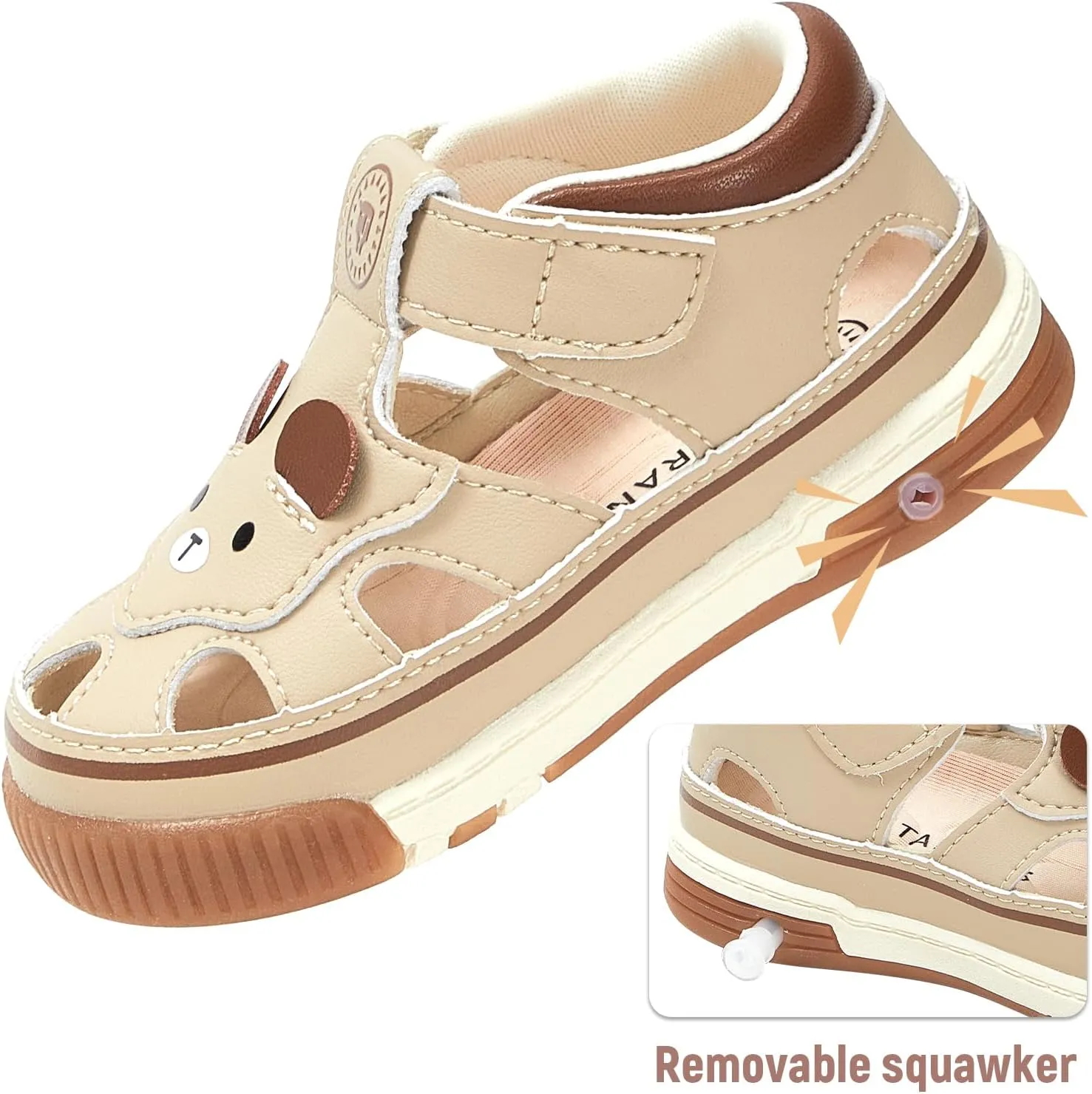 Baby and Toddler Boys & Girls Summer Sneakers Lightweight Sandals Breathable Strap Athletic Running Squeak Shoes Prevention of Child Wandering