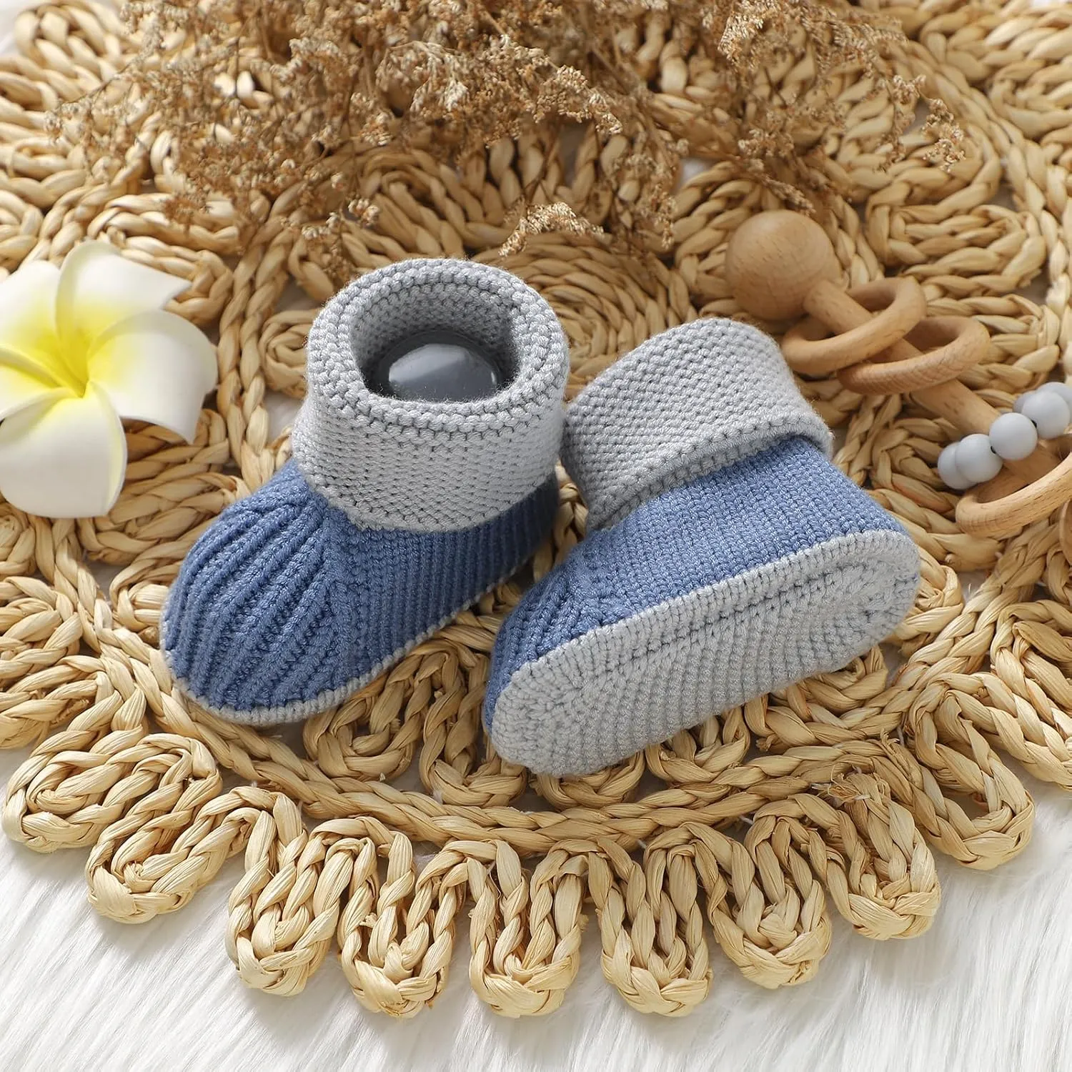 Baby Booties Newborn First Walkers Cozy Shoes Warm Knit Soft Toddler Infant Boy Girl Booties
