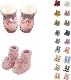 Baby Booties Newborn Sock Boots Knitting Crochet Fr Infant Boy Girl Cozy Shoes Indoor Breathable Walking Shoes