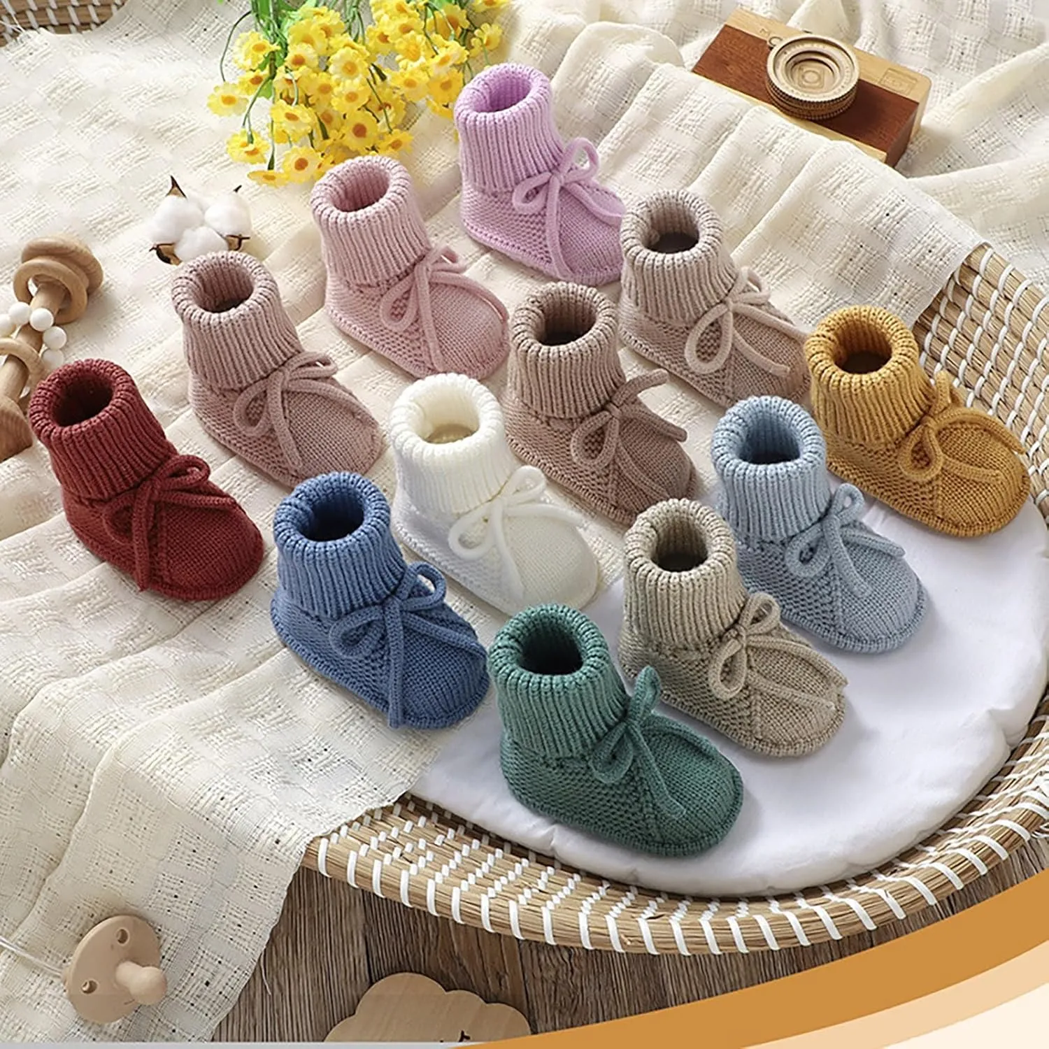 Baby Booties Newborn Sock Boots Knitting Crochet Fr Infant Boy Girl Cozy Shoes Indoor Breathable Walking Shoes