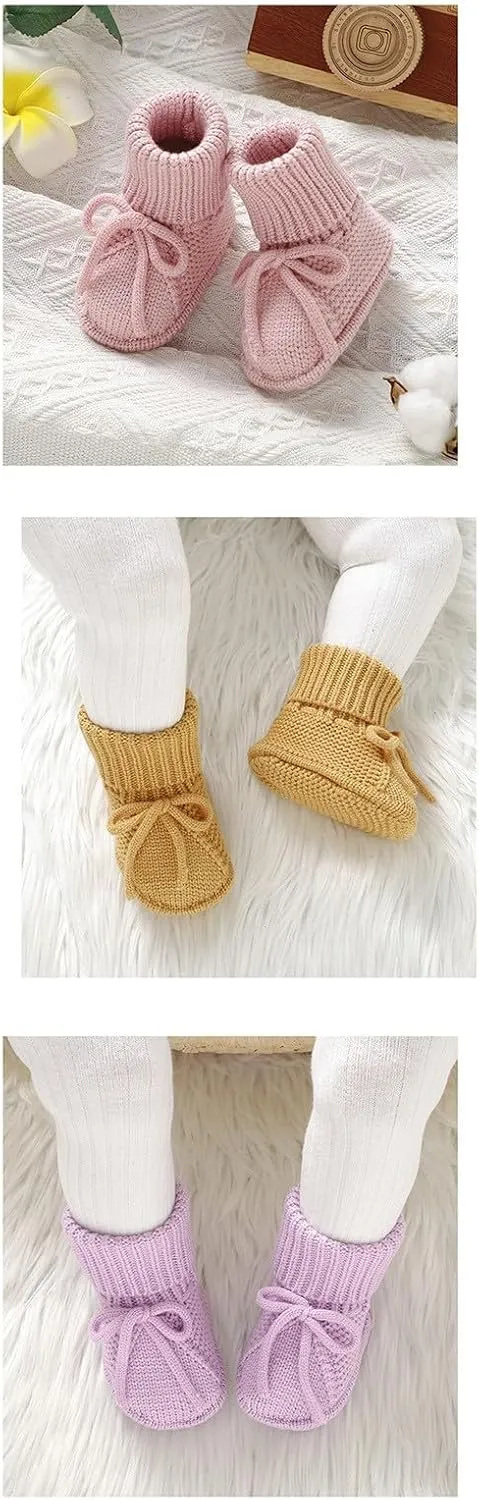 Baby Booties Newborn Sock Boots Knitting Crochet Fr Infant Boy Girl Cozy Shoes Indoor Breathable Walking Shoes