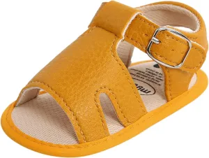 Baby Boy and Unisex Sandals Shoes for Infant/Toddlers First Walkers Anti-Slip Soft Sole Flat (Yellow, 12-18 Months)