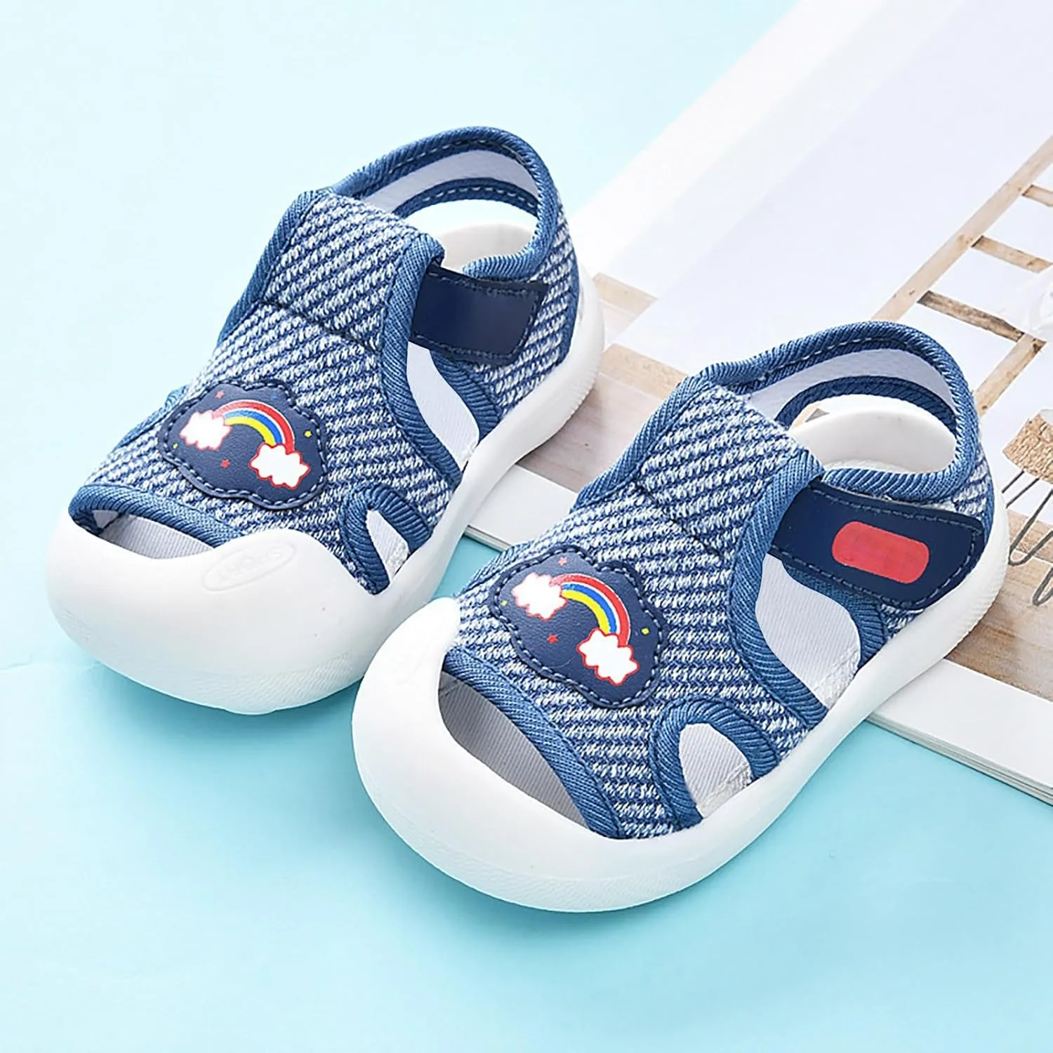 Baby Boy Girl Closed Toe Summer Sandals Infant Lightweight Non-Slip First Walking Sneakers Water Shoes For Girls