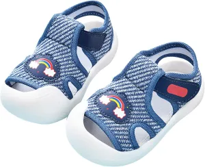 Baby Boy Girl Closed Toe Summer Sandals Infant Lightweight Non-Slip First Walking Sneakers Water Shoes For Girls