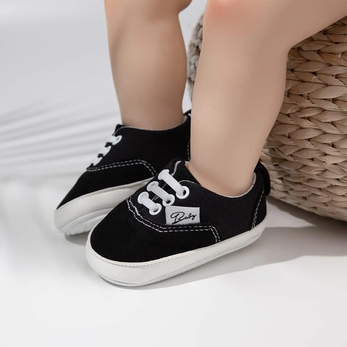 Baby Boys Girls Canvas Sneaker Soft Anti-Slip Sole Newborn Infant First Walkers Canvas Denim Shoes