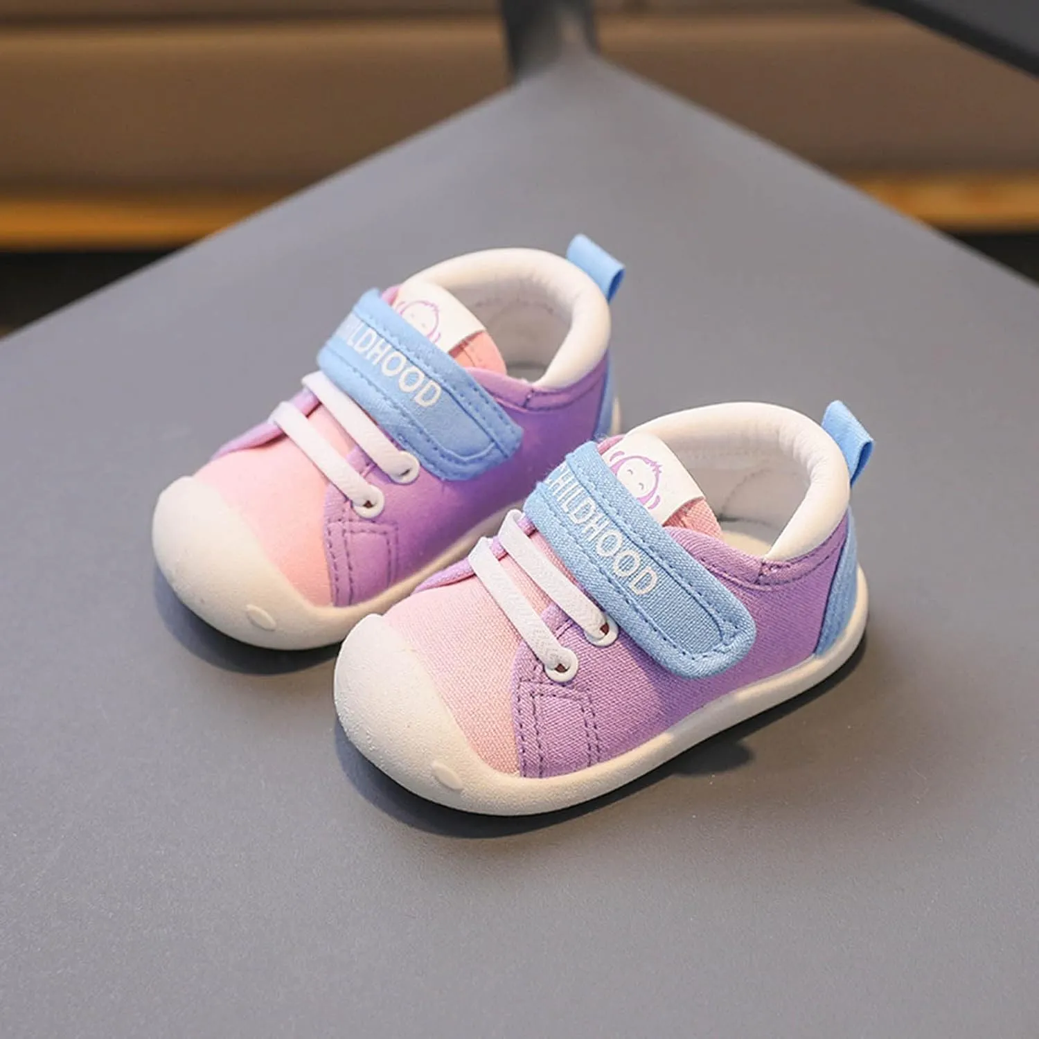 Baby Boys Girls High Top Ankle PU Leather Sneakers Soft Rubber Sole Infant Moccasins Newborn Non-Slip Sneaker (Purple, 3-3.5Years)