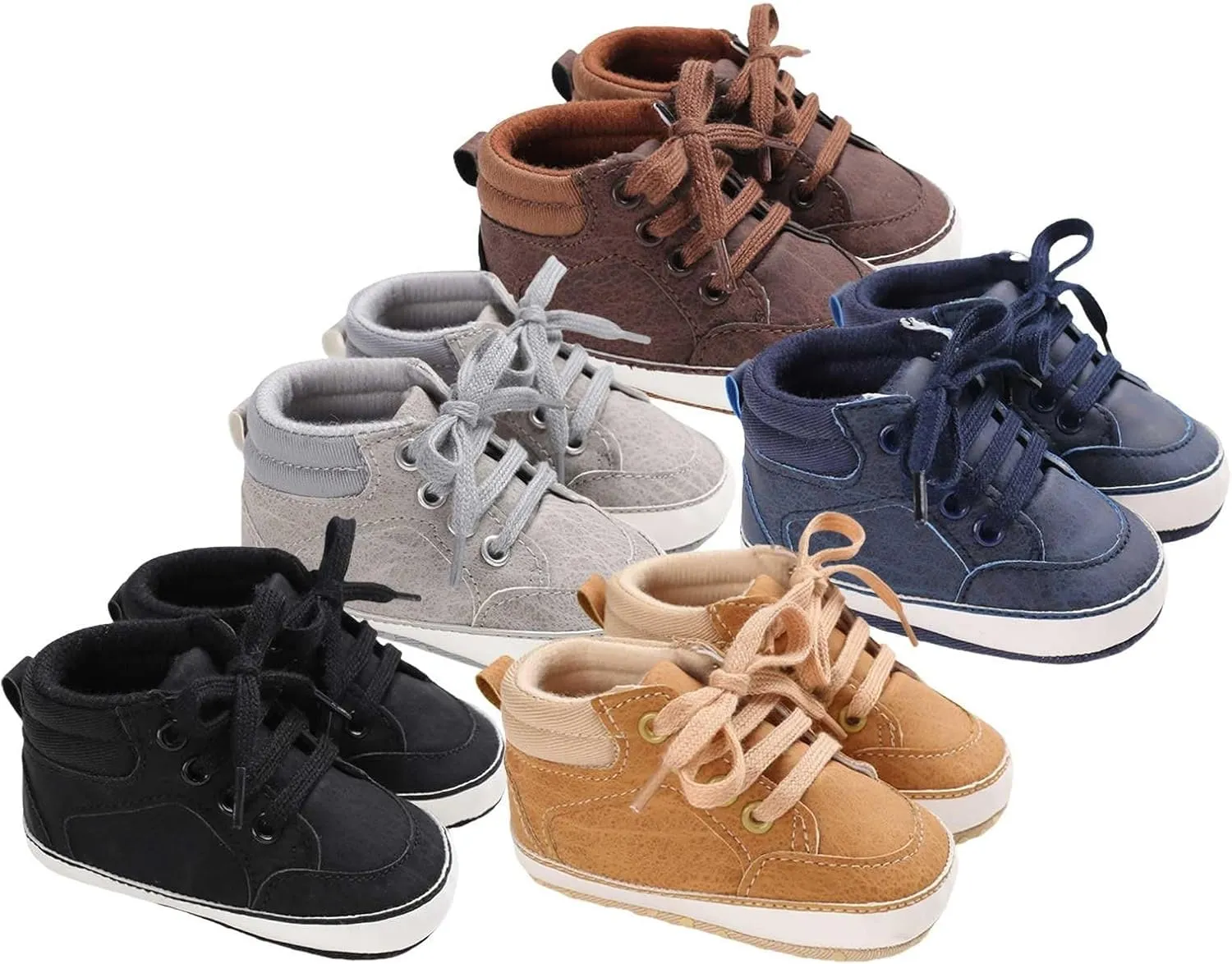 Baby Boys Girls High Top Ankle Sneakers Soft Rubber Sole Infant Casual Crib Shoes Toddler First Walking Shoes