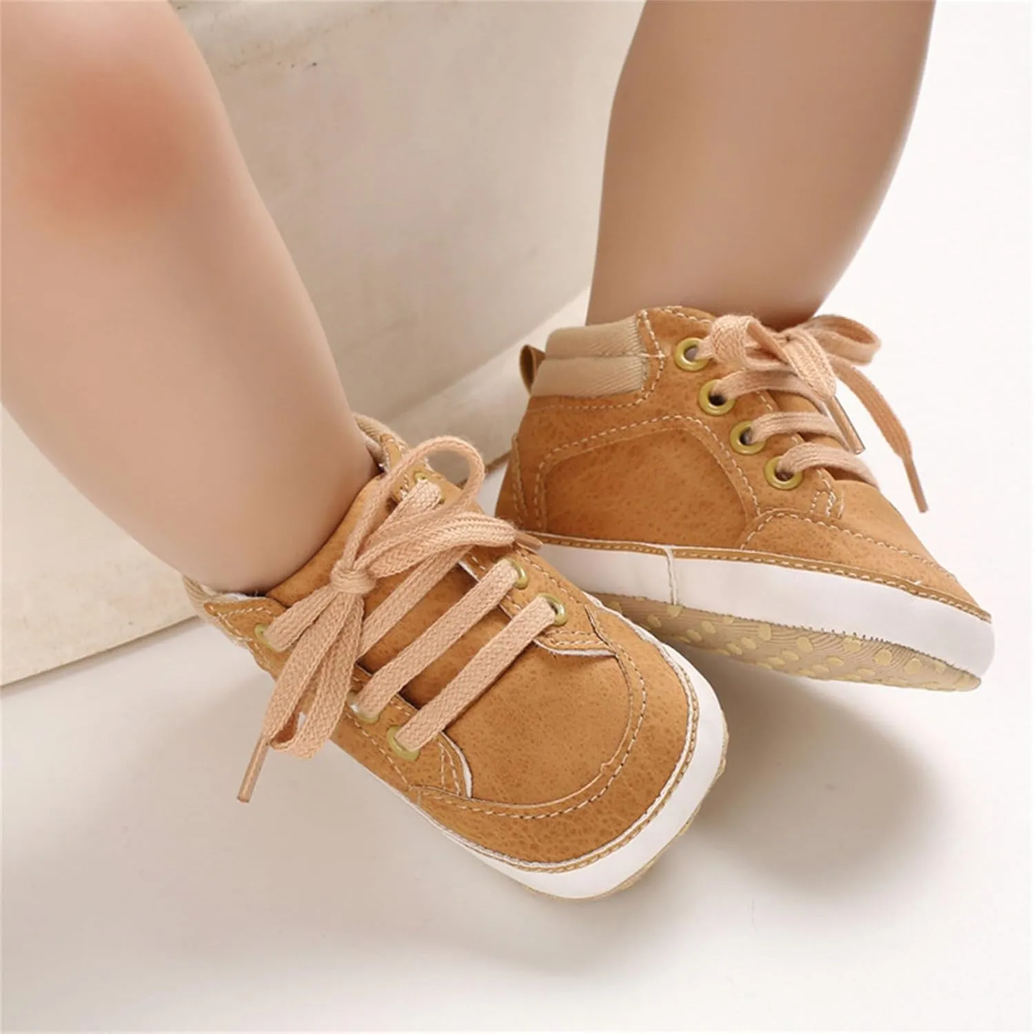 Baby Boys Girls High Top Ankle Sneakers Soft Rubber Sole Infant Casual Crib Shoes Toddler First Walking Shoes