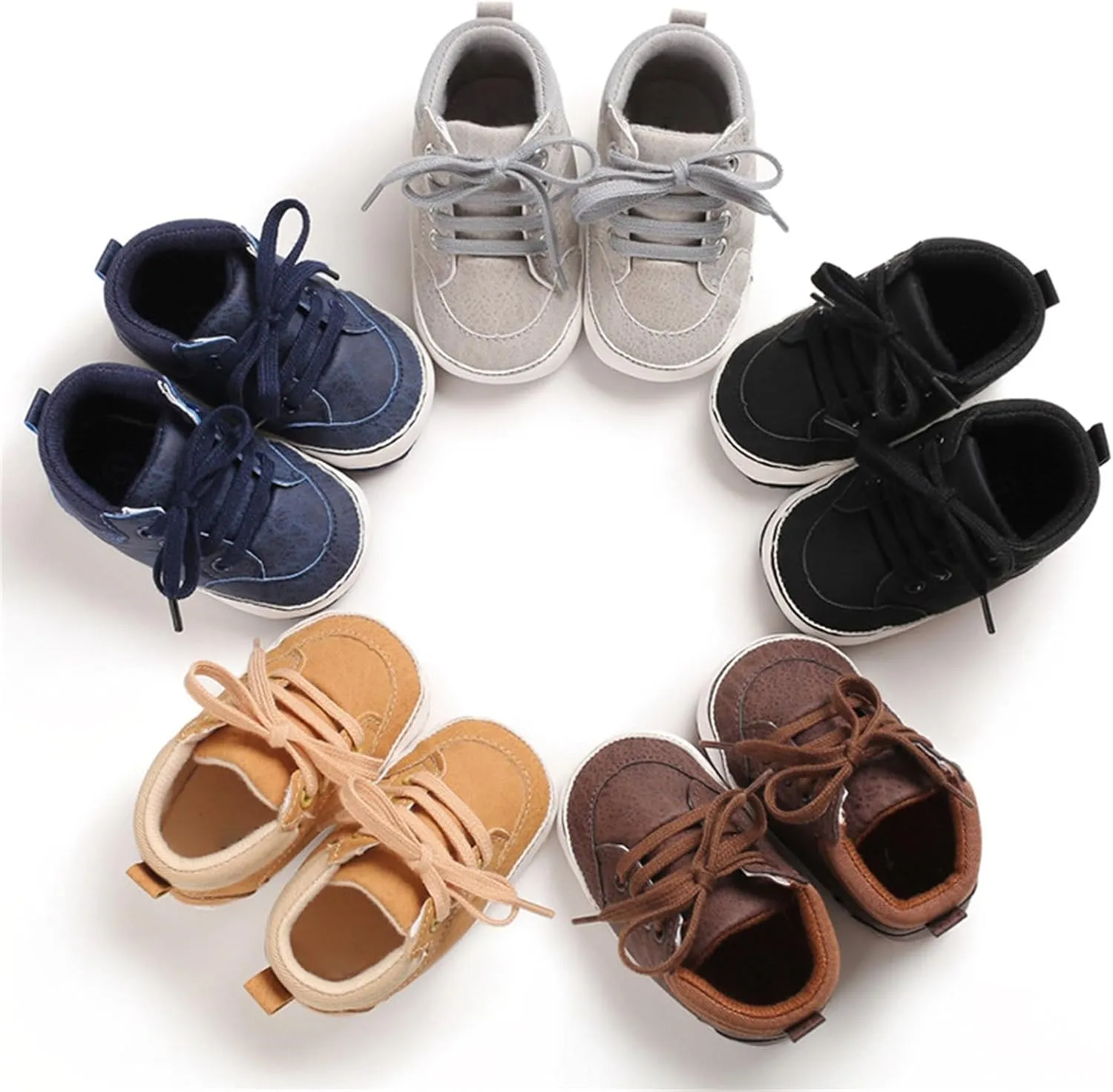 Baby Boys Girls High Top Ankle Sneakers Soft Rubber Sole Infant Casual Crib Shoes Toddler First Walking Shoes