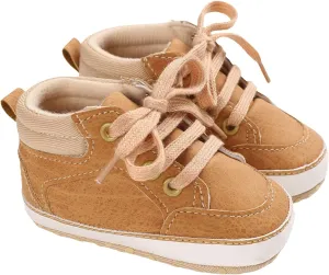 Baby Boys Girls High Top Ankle Sneakers Soft Rubber Sole Infant Casual Crib Shoes Toddler First Walking Shoes