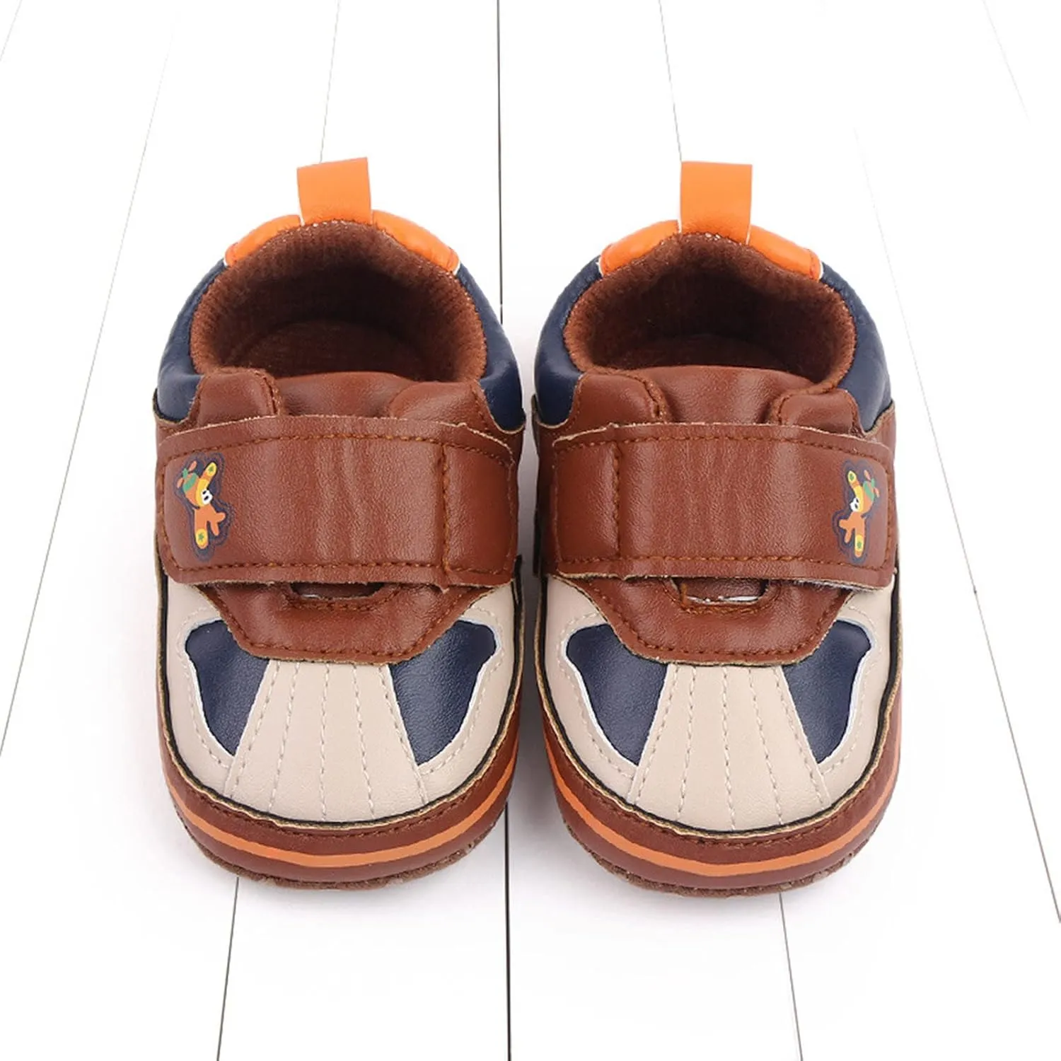 Baby Boys Girls Leather Pre-Walking Sneakers Toddler Anti-Slip Soft Sole Infant Lightweight First Step Flat Shoes