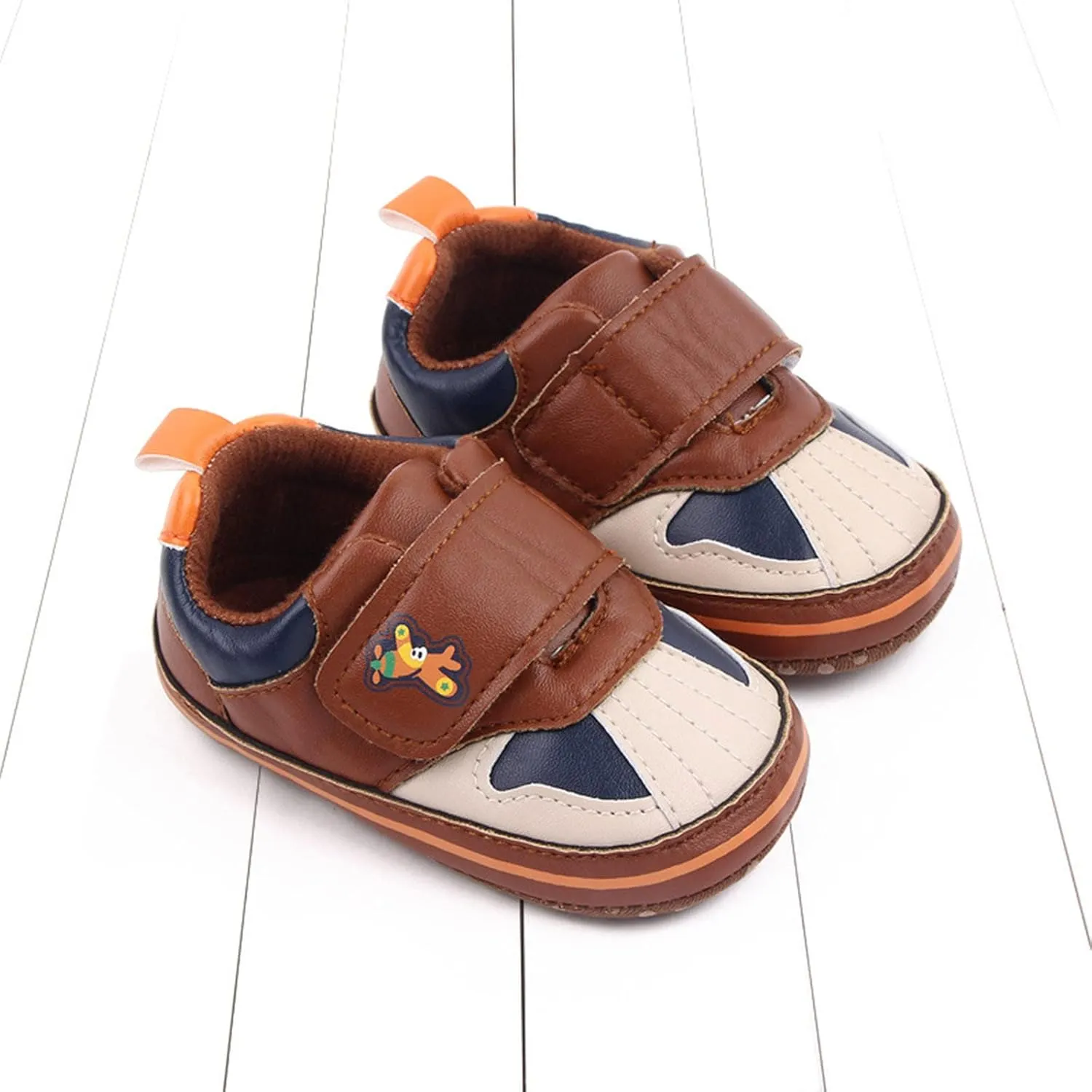 Baby Boys Girls Leather Pre-Walking Sneakers Toddler Anti-Slip Soft Sole Infant Lightweight First Step Flat Shoes