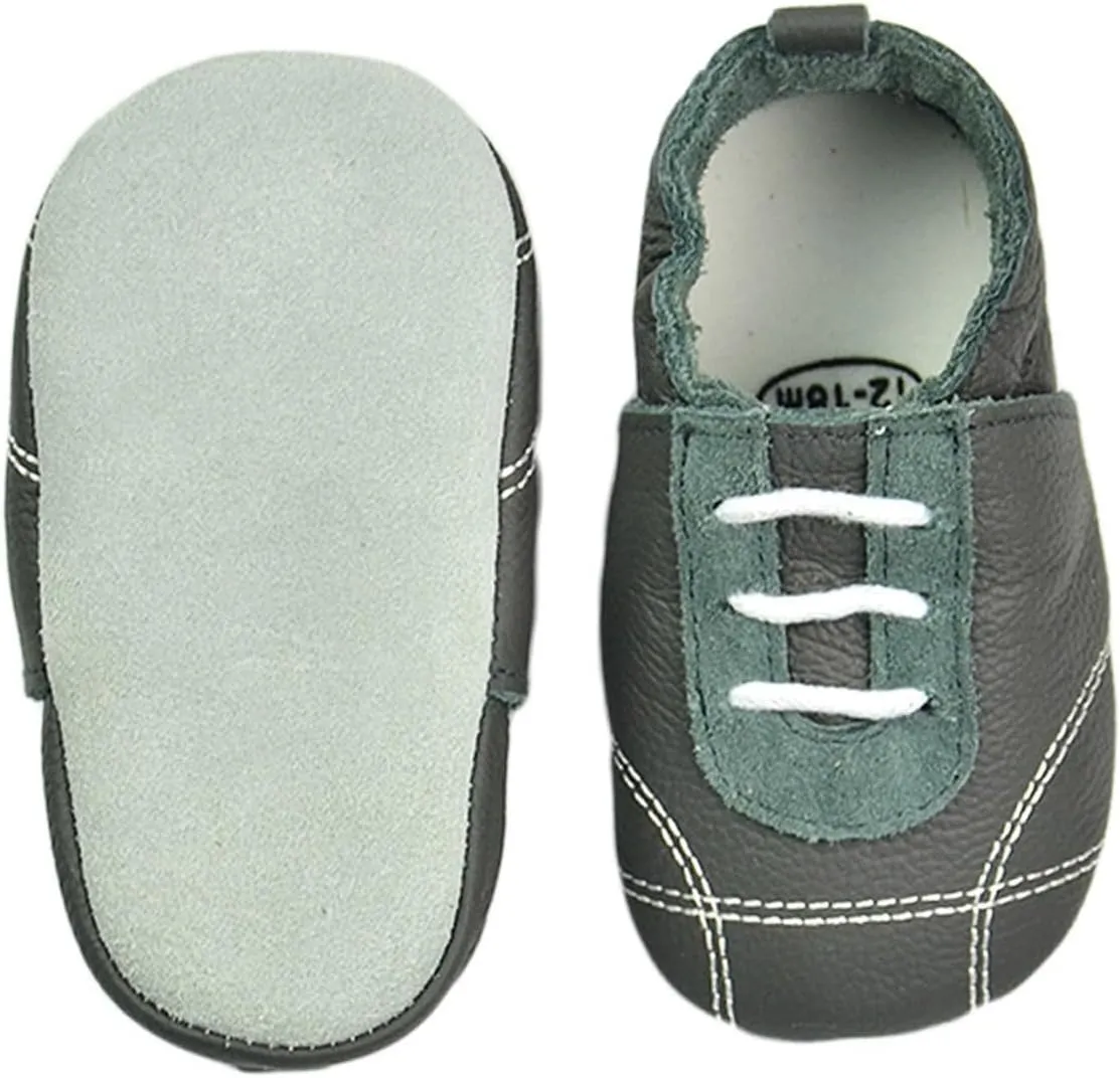 Baby Boys Girls occasin Slippers, Soft Sole Leather Anti-Slip Walking rib Shoes for Infant House Shoes for Boys