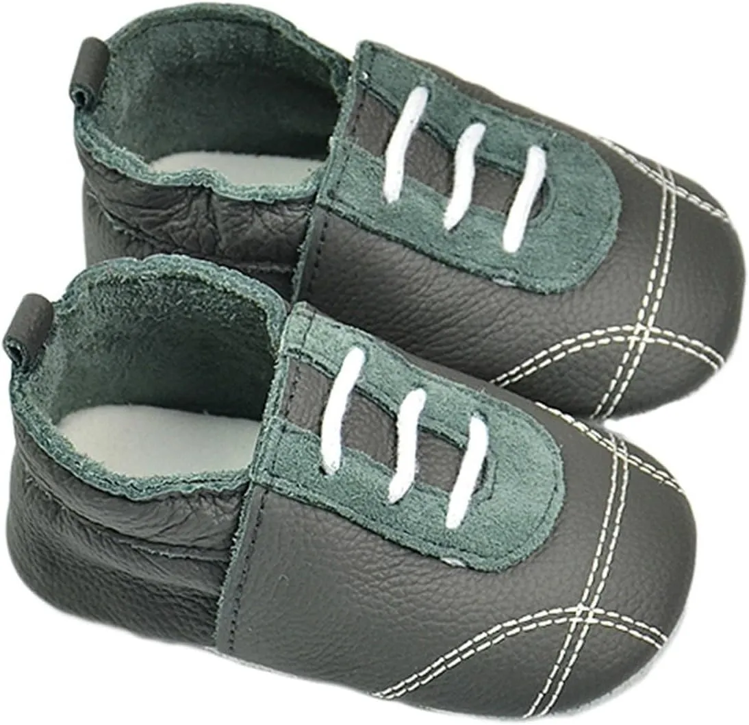 Baby Boys Girls occasin Slippers, Soft Sole Leather Anti-Slip Walking rib Shoes for Infant House Shoes for Boys