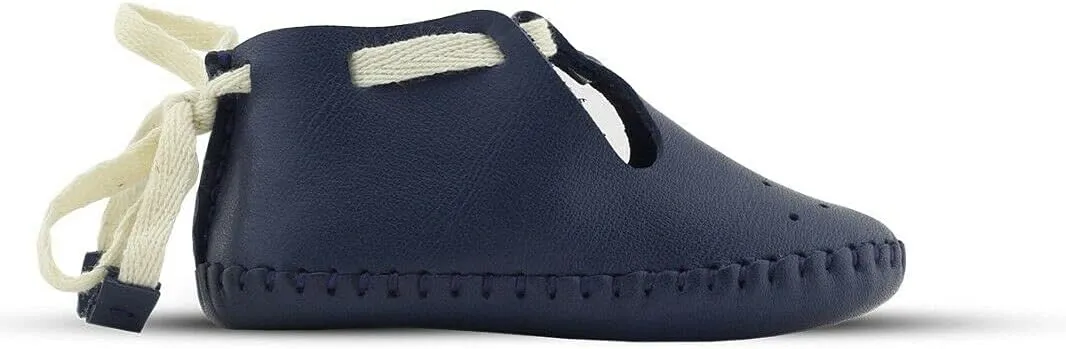 Baby Boys Pre-Walker Crib Genuine Leather Hand Assembled Open Side Lace Soft Sole Shoe