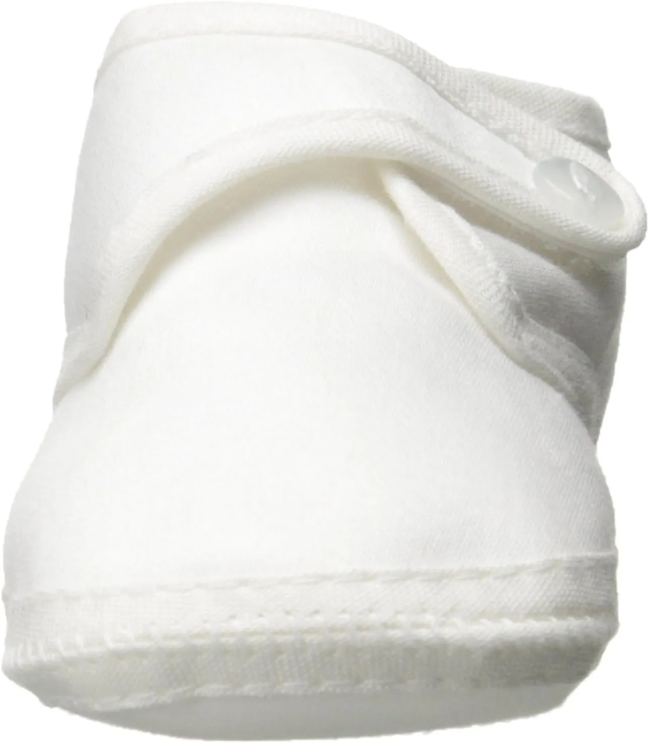 Baby Boys White Cotton Sateen Pearl Button Christening Shoes