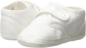 Baby Boys White Cotton Sateen Pearl Button Christening Shoes