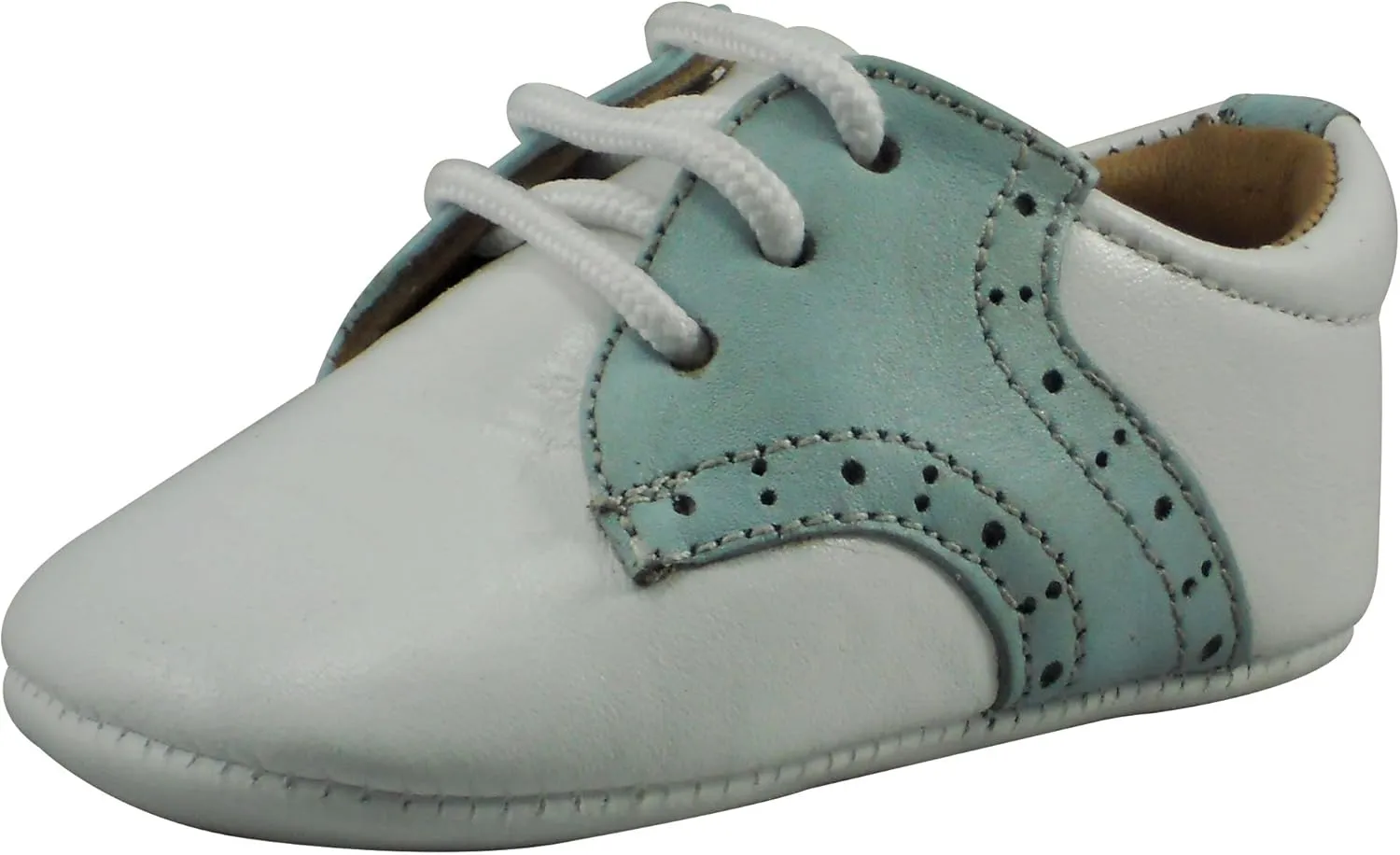 Baby Boys White_Light Blue Oxford Leather Shoes Mateo