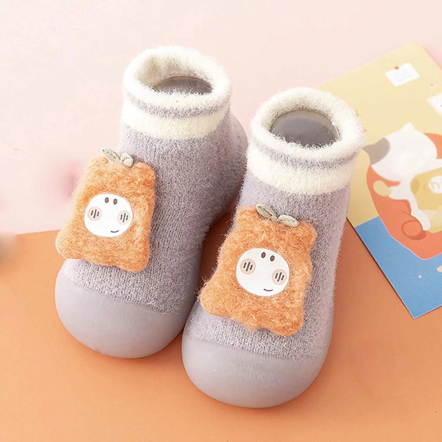 Baby Cozy Fleece Ankle Booties Soft Sole Anti-Slip Infant Prewalker Unisex Nursling Shoes Newborn Walking Shoes