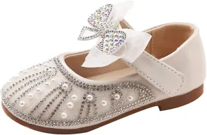 Baby Girls Bowknot Rhinestone Shoes Soft Soles Fashion Girl Princess Shoes Wedding Party Dress Shoes Toddler Shoes