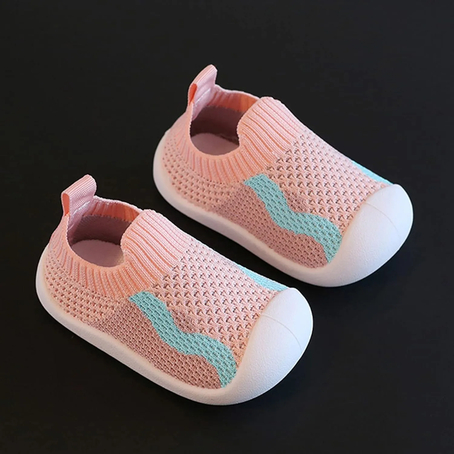 Baby Girls Boys First Walking Shoes Kids Mesh Soft Bottom Breathable Slip On Running Sneaker Leisure Socks Shoes