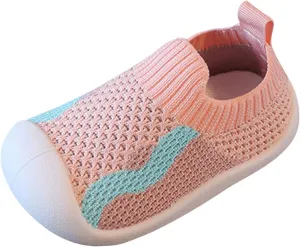 Baby Girls Boys First Walking Shoes Kids Mesh Soft Bottom Breathable Slip On Running Sneaker Leisure Socks Shoes