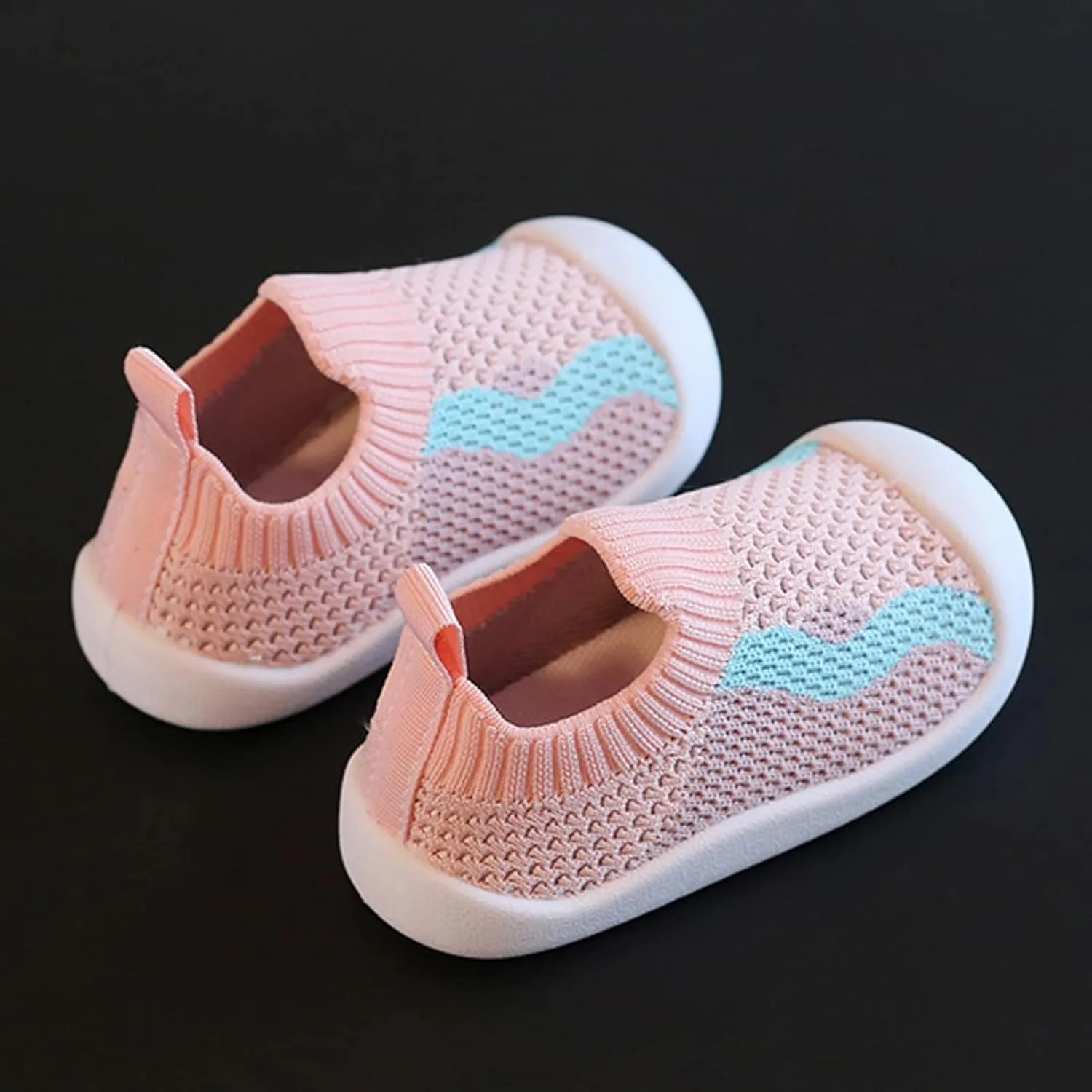 Baby Girls Boys First Walking Shoes Kids Mesh Soft Bottom Breathable Slip On Running Sneaker Leisure Socks Shoes