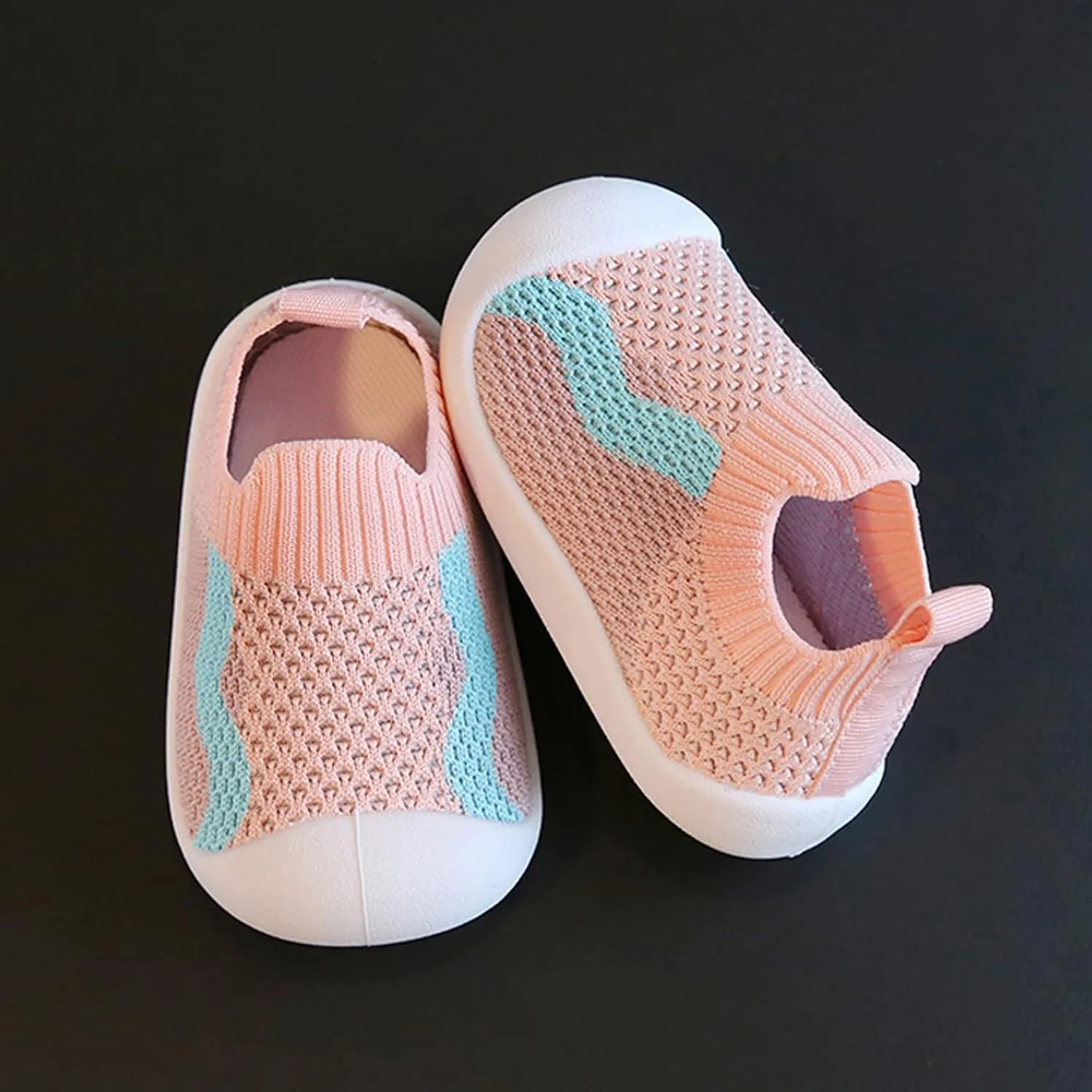 Baby Girls Boys First Walking Shoes Kids Mesh Soft Bottom Breathable Slip On Running Sneaker Leisure Socks Shoes