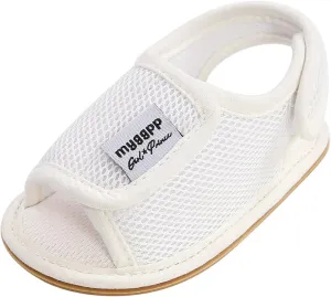 Baby Girls Boys Sandal Infant Toddler Shoes Outdoor Prewalker Mesh Non-Slip Soft Sole Flat Shoes (White, 13-18M)