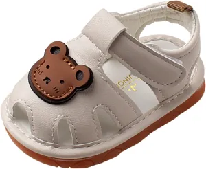 Baby Girls Boys Sandals Infant Toddler Shoes First Walking Shoes Soft Anti-Slip Sole Flat Shoes (Beige, 6.5 Infant)