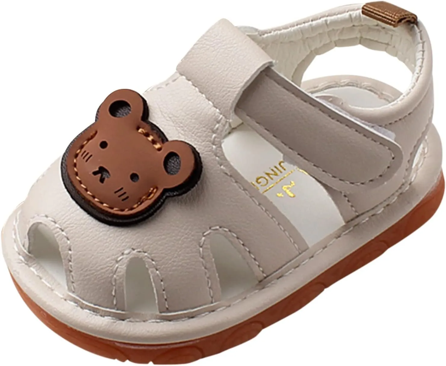 Baby Girls Boys Sandals Infant Toddler Shoes First Walking Shoes Soft Anti-Slip Sole Flat Shoes (Beige, 6.5 Infant)