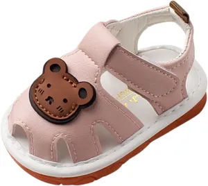 Baby Girls Boys Sandals Infant Toddler Shoes First Walking Shoes Soft Anti-Slip Sole Flat Shoes (Pink, 4.5 Infant)