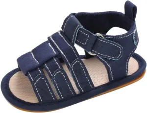 Baby Girls Boys Sandals Infant Toddler Shoes Newborn Crib Shoes Anti-Slip Soft Sole Flat Shoes Summer (Blue, 4 Infant)