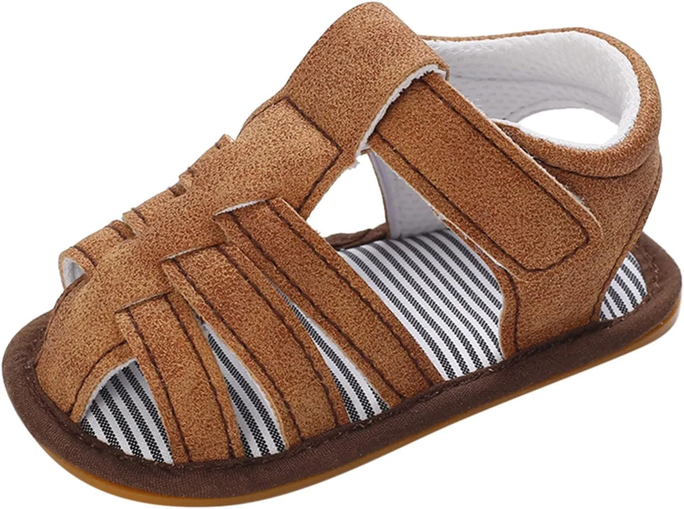 Baby Girls Boys Sandals Infant Toddler Shoes Newborn First Walkers Crib Shoes Soft Sole Flat Shoes (Brown, 4 Infant)