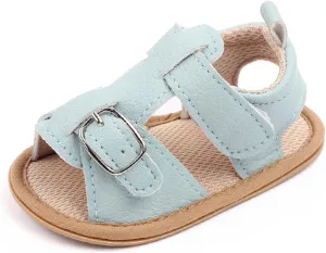 Baby Girls Boys Sandals Infant Toddler Shoes Outdoor First Walkers Anti-Slip Soft Sole Flat Shoes (Blue, 6 Toddler)