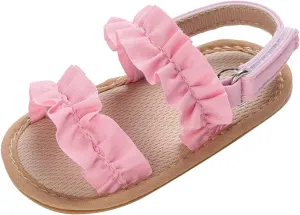 Baby Girls Boys Sandals Infant Toddler Shoes Ruffles First Walkers Soft Sole Sneakers Summer Beach (Pink, 4 Infant)