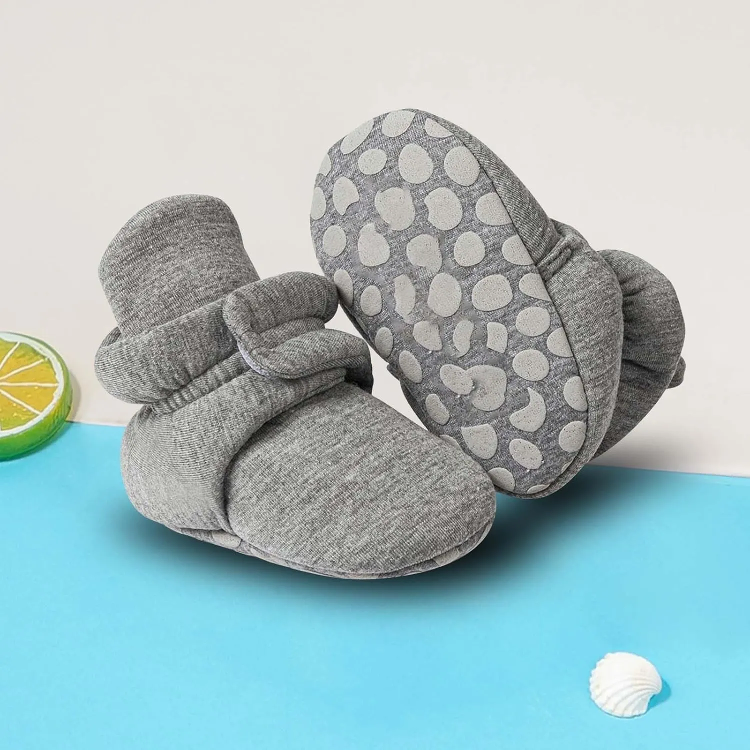 Baby Girls Boys Shoes Socks Solid Color Knitted Plush Soft Sole Anti-Slip Warm Winter Indoor Outdoor Casual Snap Booties