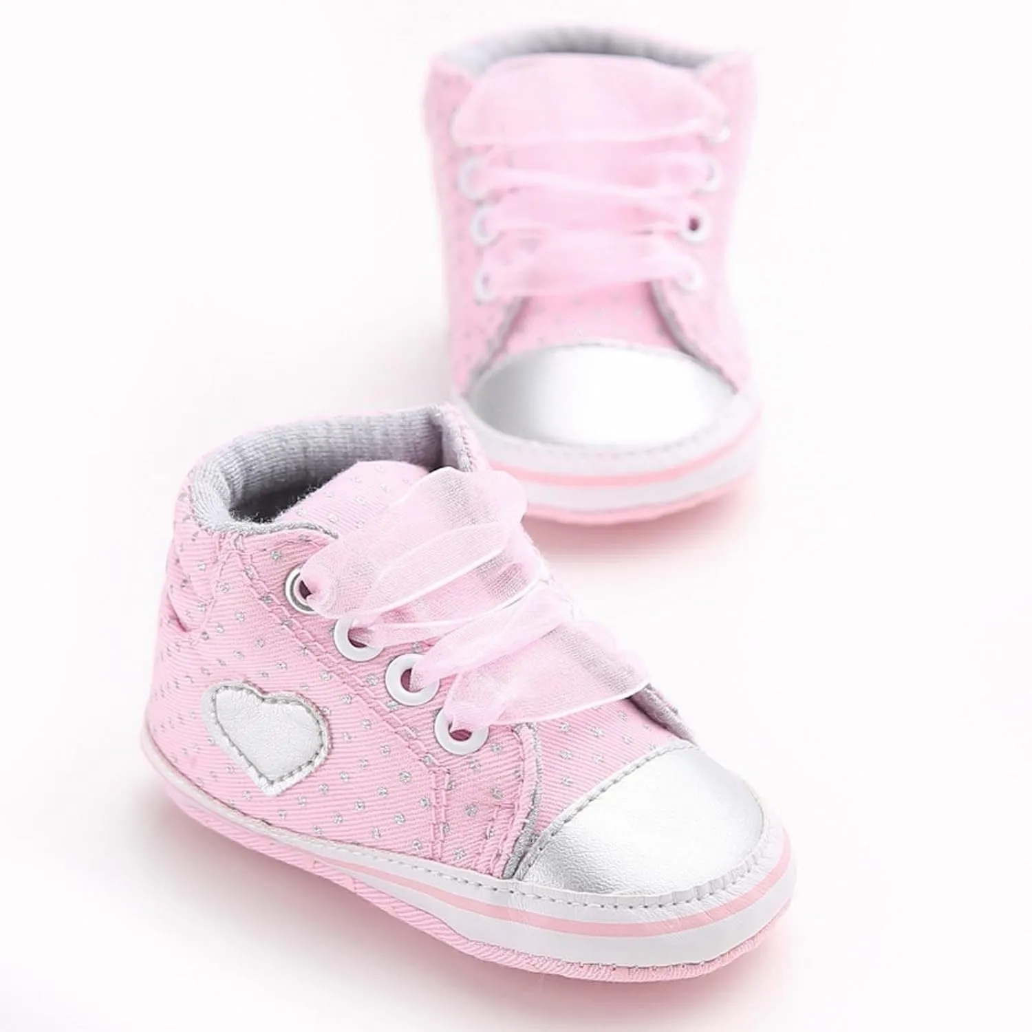 Baby Girls Boys Shoes Soft Anti-Slip Sole Newborn First Walking Star High Top Canvas Denim Unisex Infant Sneaker