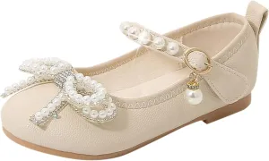 Baby Girls Mary Jane Bow Shoes Non-Slip Soft Sole Princess Shoes Toddler Small Leather Shoes Wedding Dress Shoes