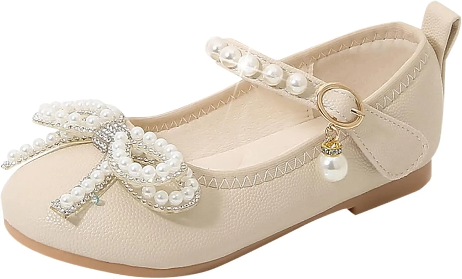 Baby Girls Mary Jane Bow Shoes Non-Slip Soft Sole Princess Shoes Toddler Small Leather Shoes Wedding Dress Shoes