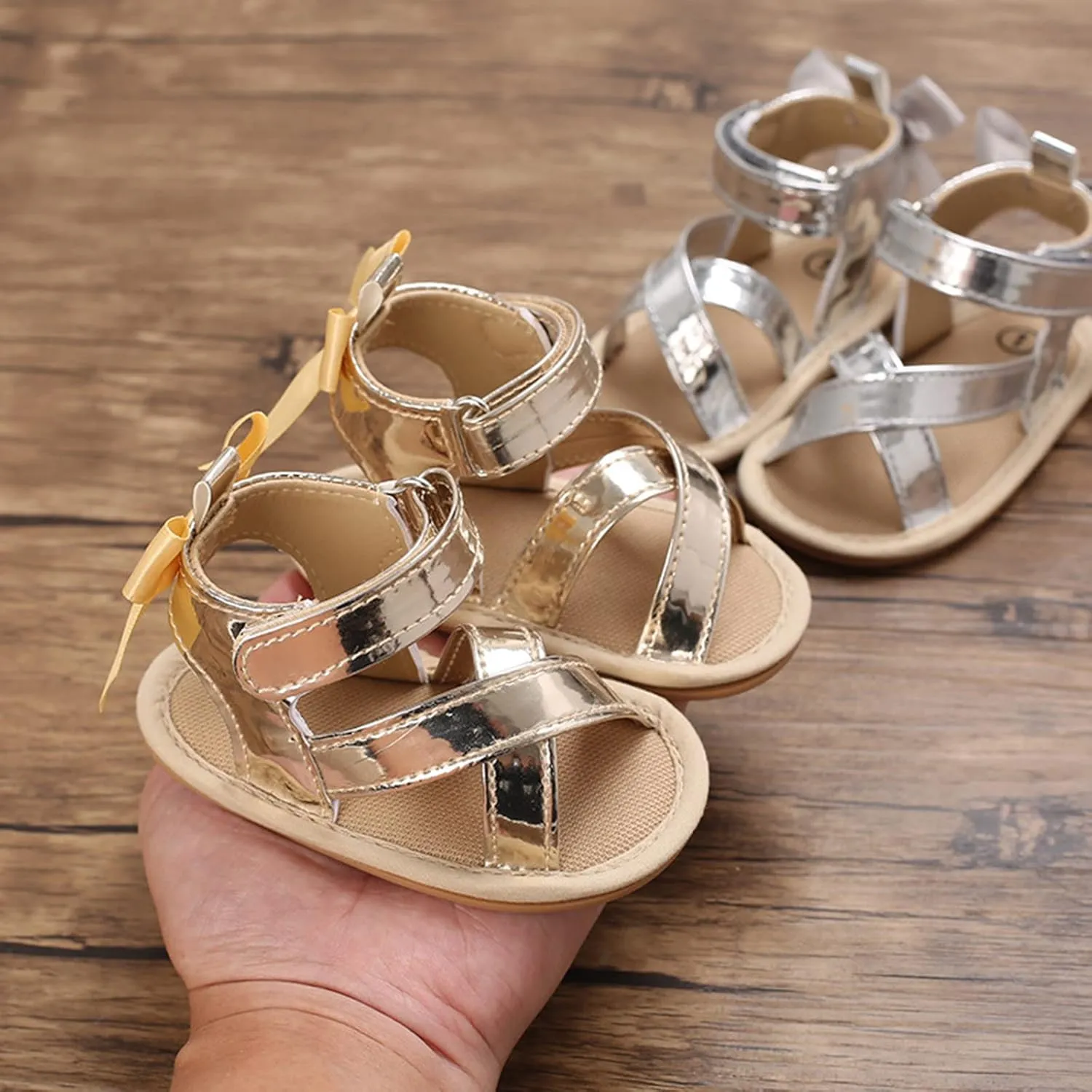 Baby Girls Sandals Bowknot High Top Rome Crib Shoes Toddler PU Leather Light Soft Rubber Sole First Walkers Sandal