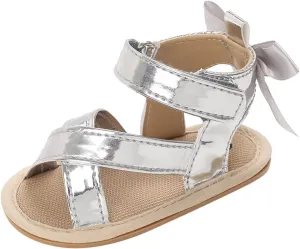 Baby Girls Sandals Bowknot High Top Rome Crib Shoes Toddler PU Leather Light Soft Rubber Sole First Walkers Sandal