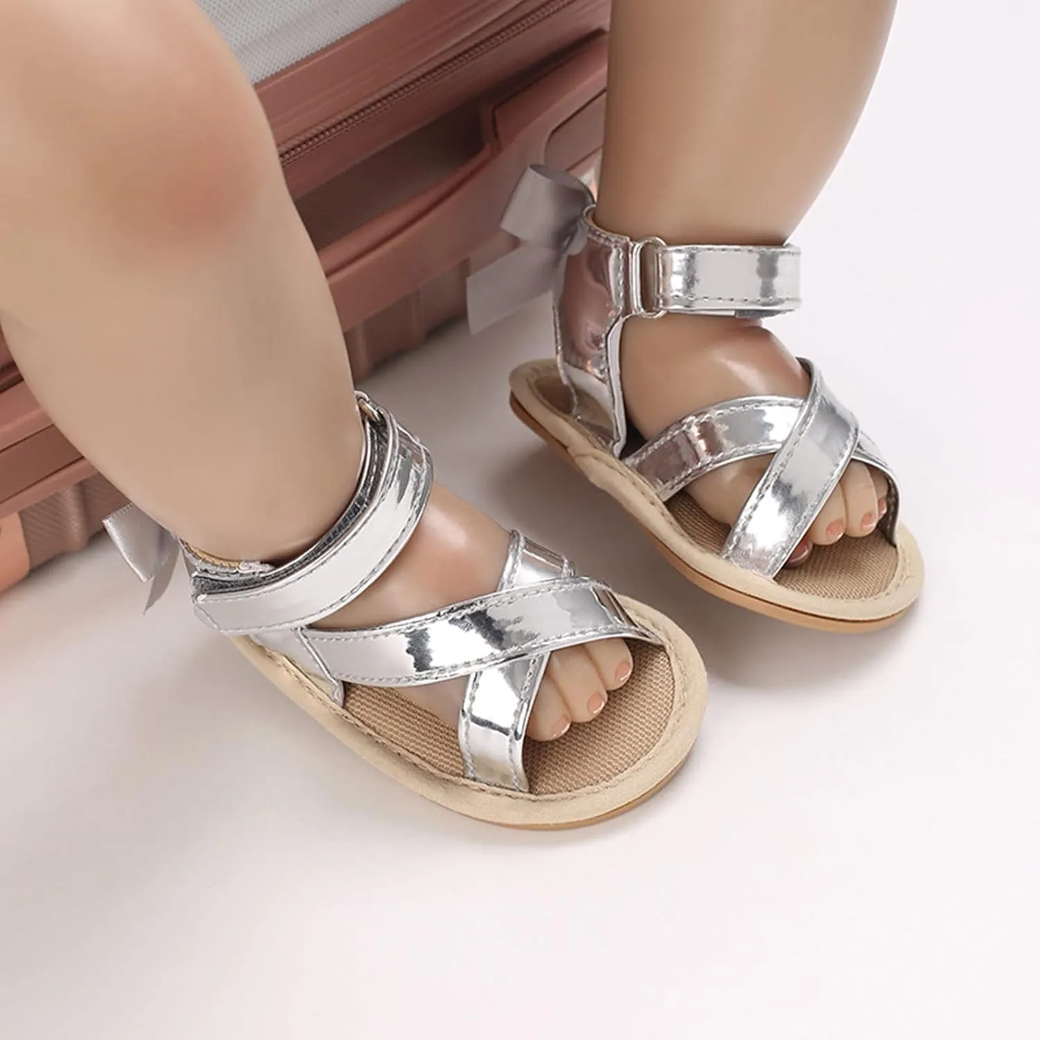 Baby Girls Sandals Bowknot High Top Rome Crib Shoes Toddler PU Leather Light Soft Rubber Sole First Walkers Sandal