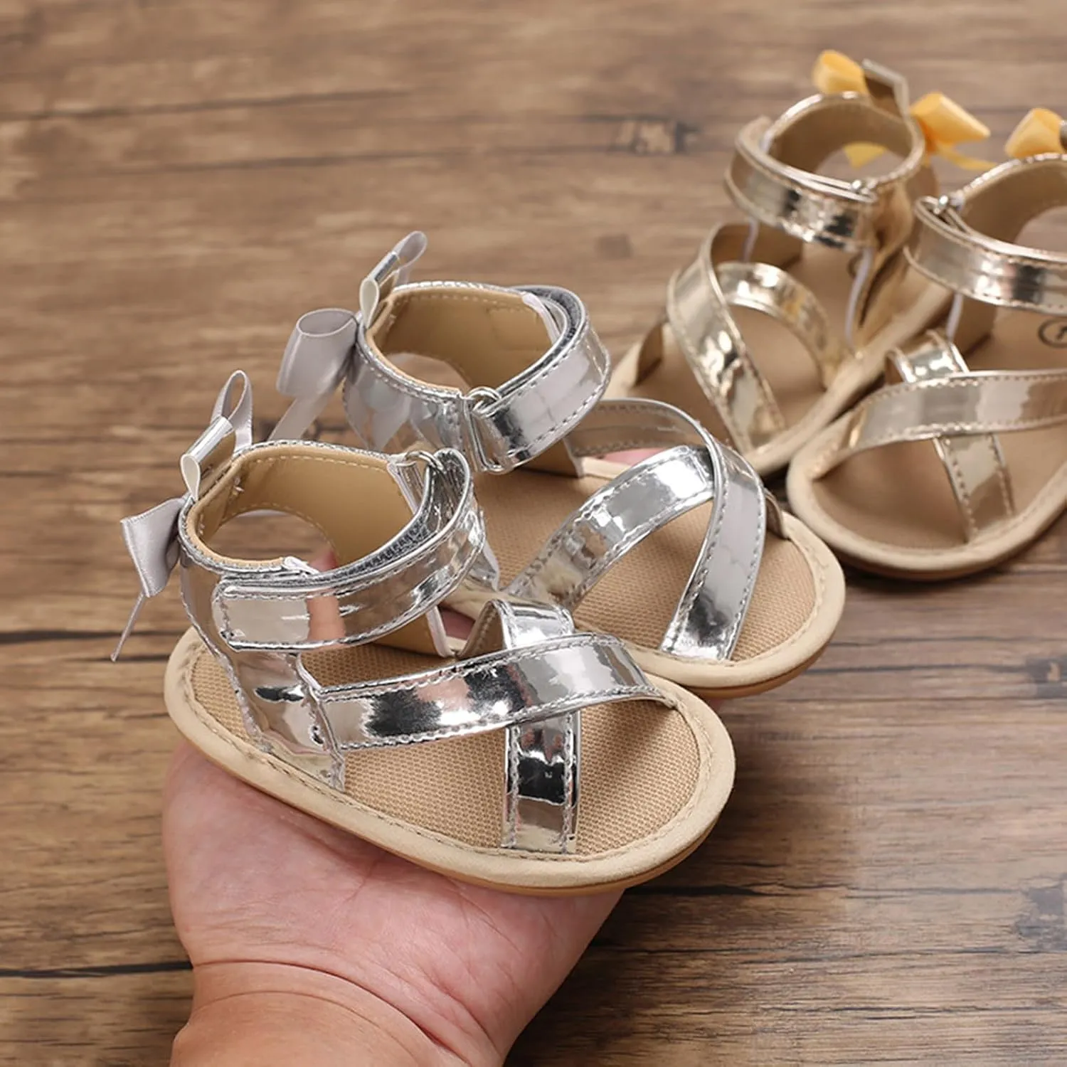 Baby Girls Sandals Bowknot High Top Rome Crib Shoes Toddler PU Leather Light Soft Rubber Sole First Walkers Sandal