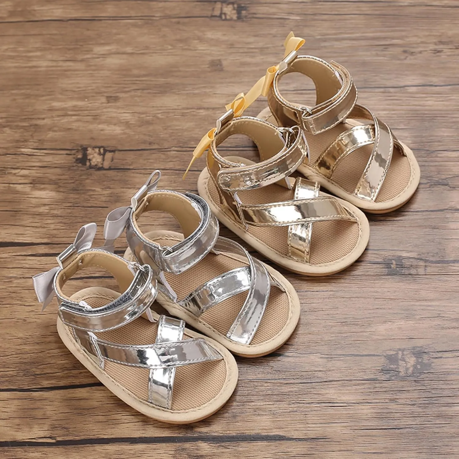 Baby Girls Sandals Bowknot High Top Rome Crib Shoes Toddler PU Leather Light Soft Rubber Sole First Walkers Sandal
