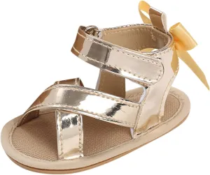 Baby Girls Sandals Bowknot High Top Rome Crib Shoes Toddler PU Leather Light Soft Rubber Sole First Walkers Sandal